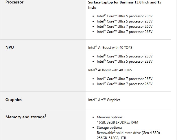 surface laptop7 ultra7 32GB processor