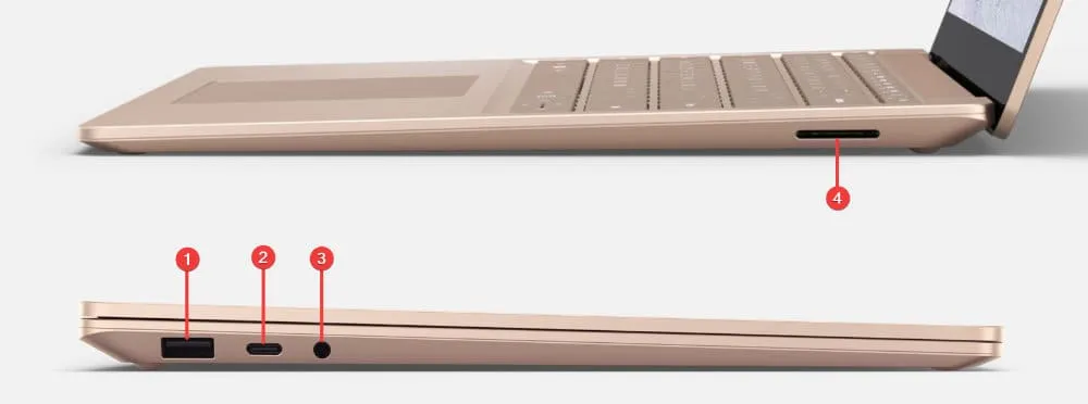 پورت های مایکروسافت سرفیس لپ تاپ 3 با پردازنده core i5